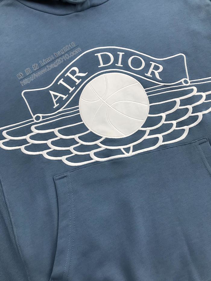 Dior男裝 迪奧秋冬新款藍色衛衣 DIOR聯合XAIRJIRDAN小蜜蜂刺繡拼接連帽衛衣  ydi3130